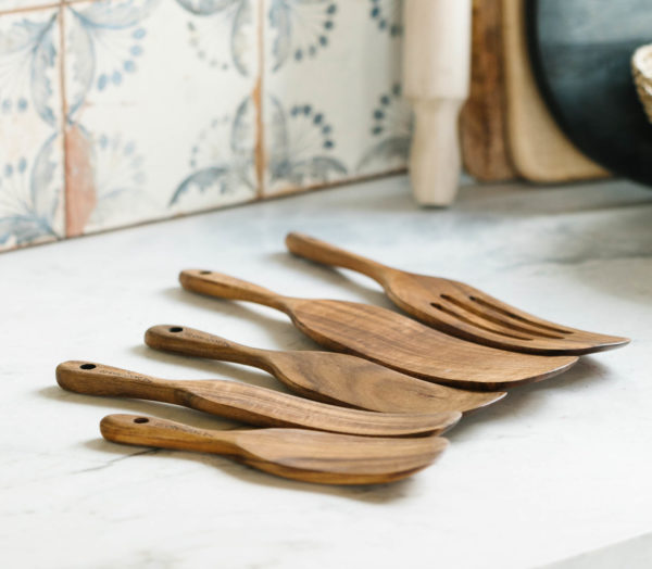 5 Piece Wood Spurtle Set + Storage Bag